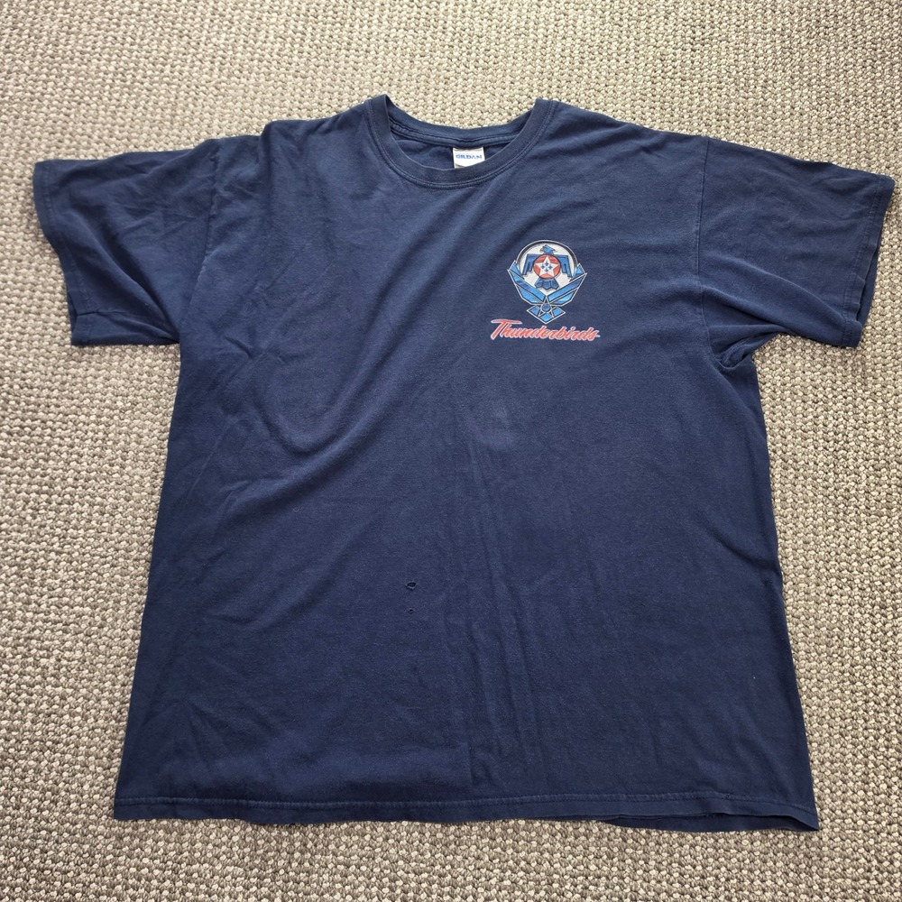 Vintage US Air Force T-Shirt Mens XL Thunderbirds Graphic Navy Blue Tee Gildan